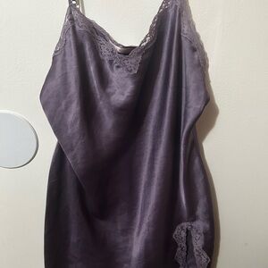 Elegant Lace Trim Purple Slip Dress